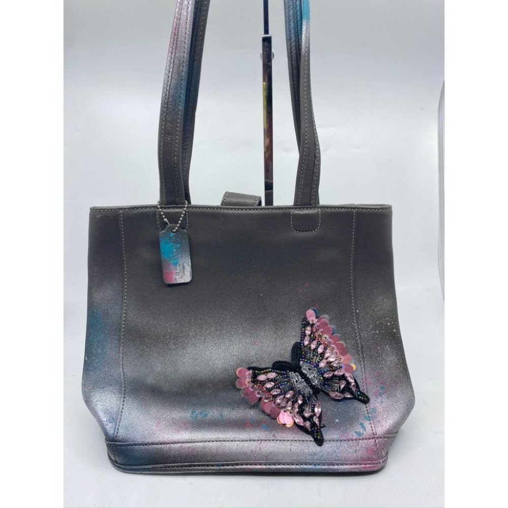 COACH Vintage Leather Crossbody Gray Silver - Picture 3 of 13